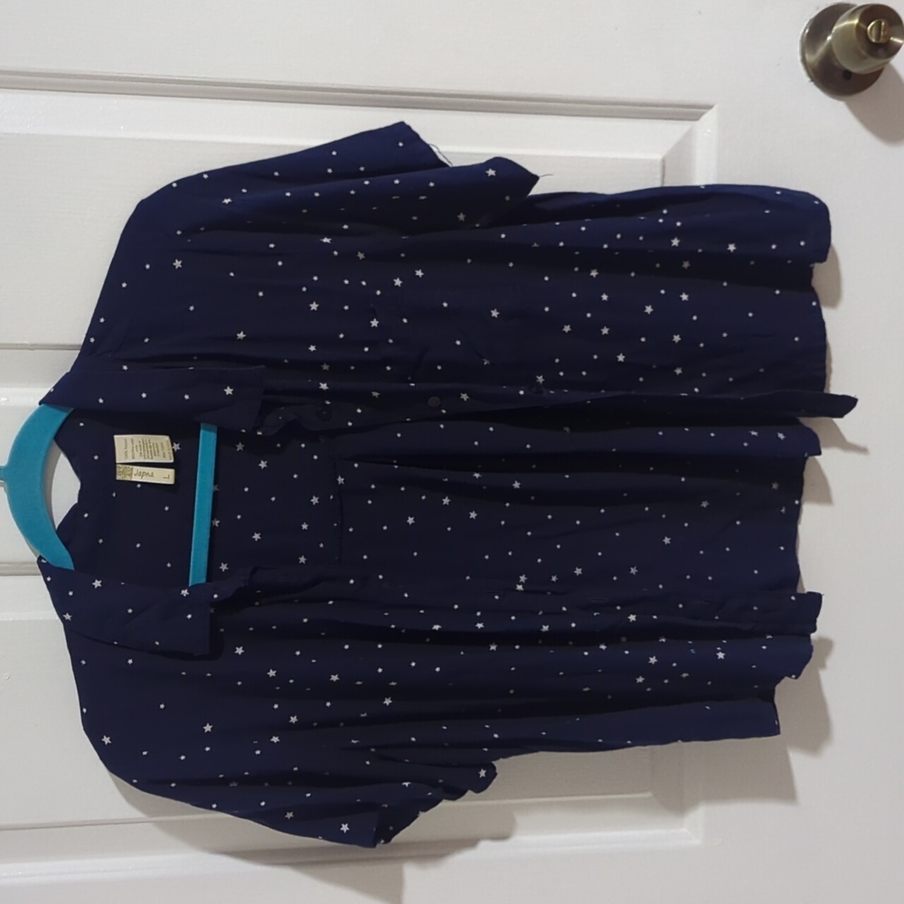 Blue button up with white stars